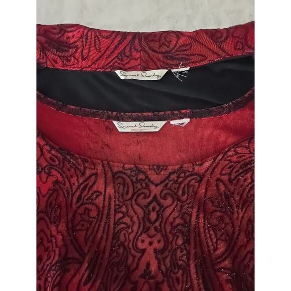 French Laundry Velvet Stretch Black Red Cami Cardigan Large Whimsigoth Vamp - Picture 8 of 8